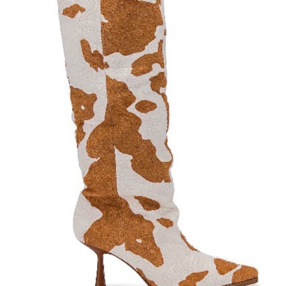 Song of Style Bea Cow Print Calf Hair Knee High Boots 7.5